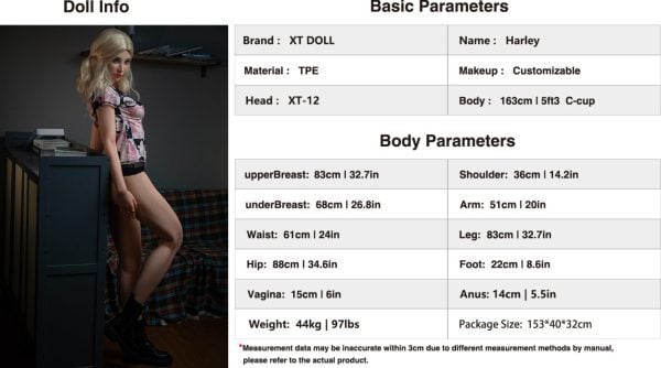 XT Doll TPE Body 163 Cm C-cup Silicone Head XT-12-A Scarlett - Image 24