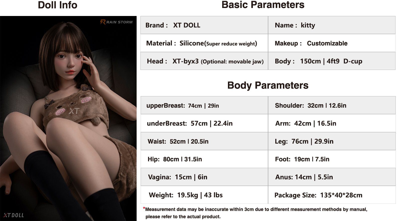 XT Doll Full Silicone 150 Cm D-Cup XT-byx3 Kitty - Image 23