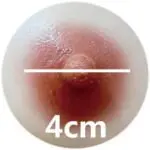 4 CM = 1.57 inches (average)